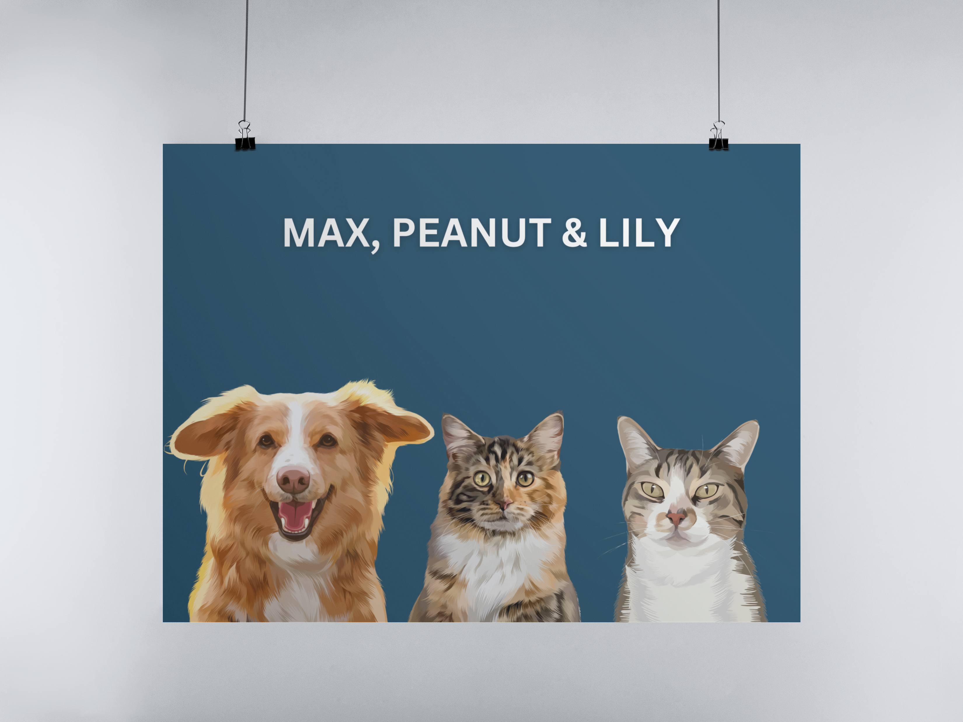 Three Pet Portrait Digital Print