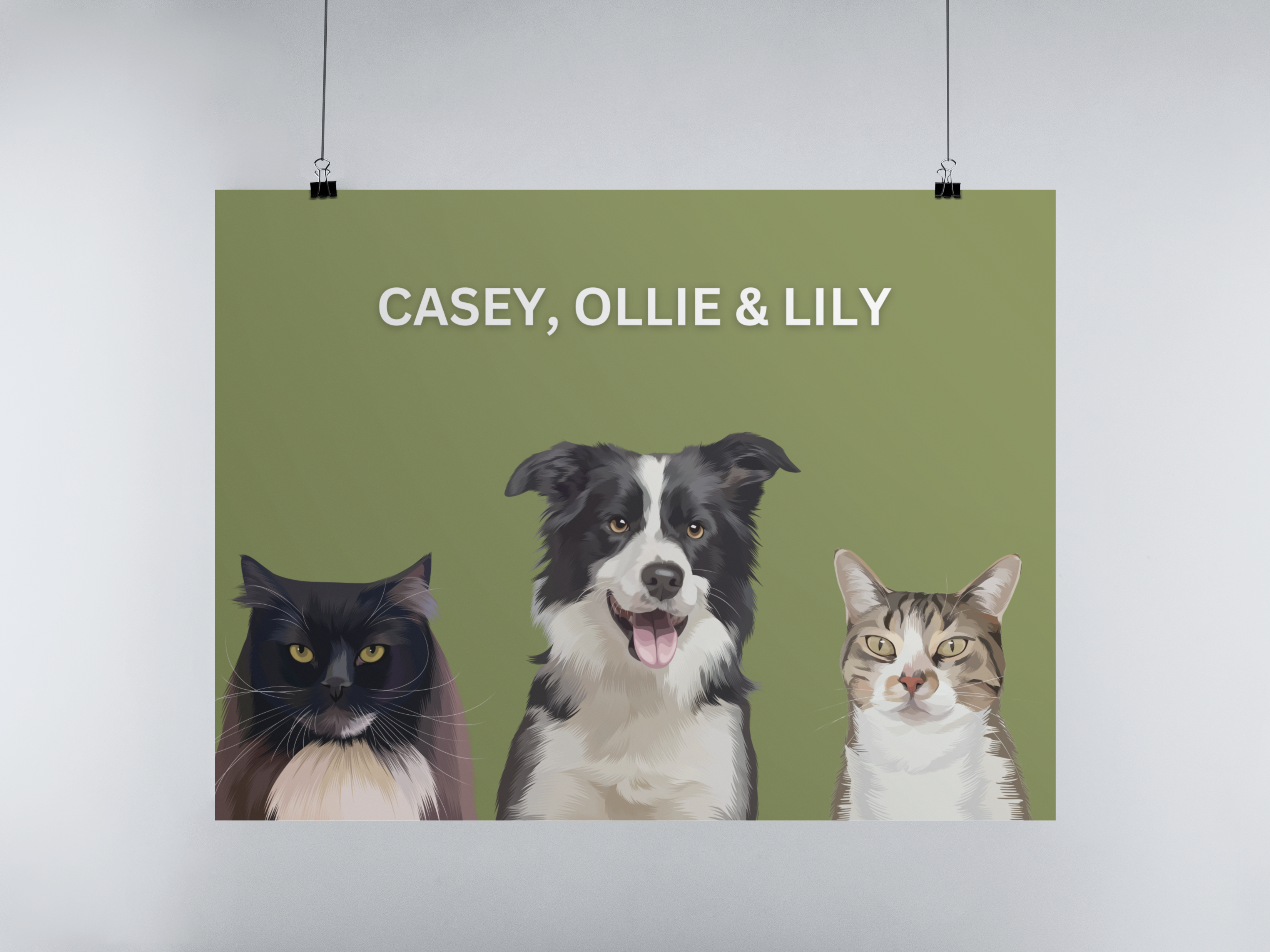 Three Pet Portrait Digital Print