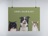 Three Pet Portrait Digital Print