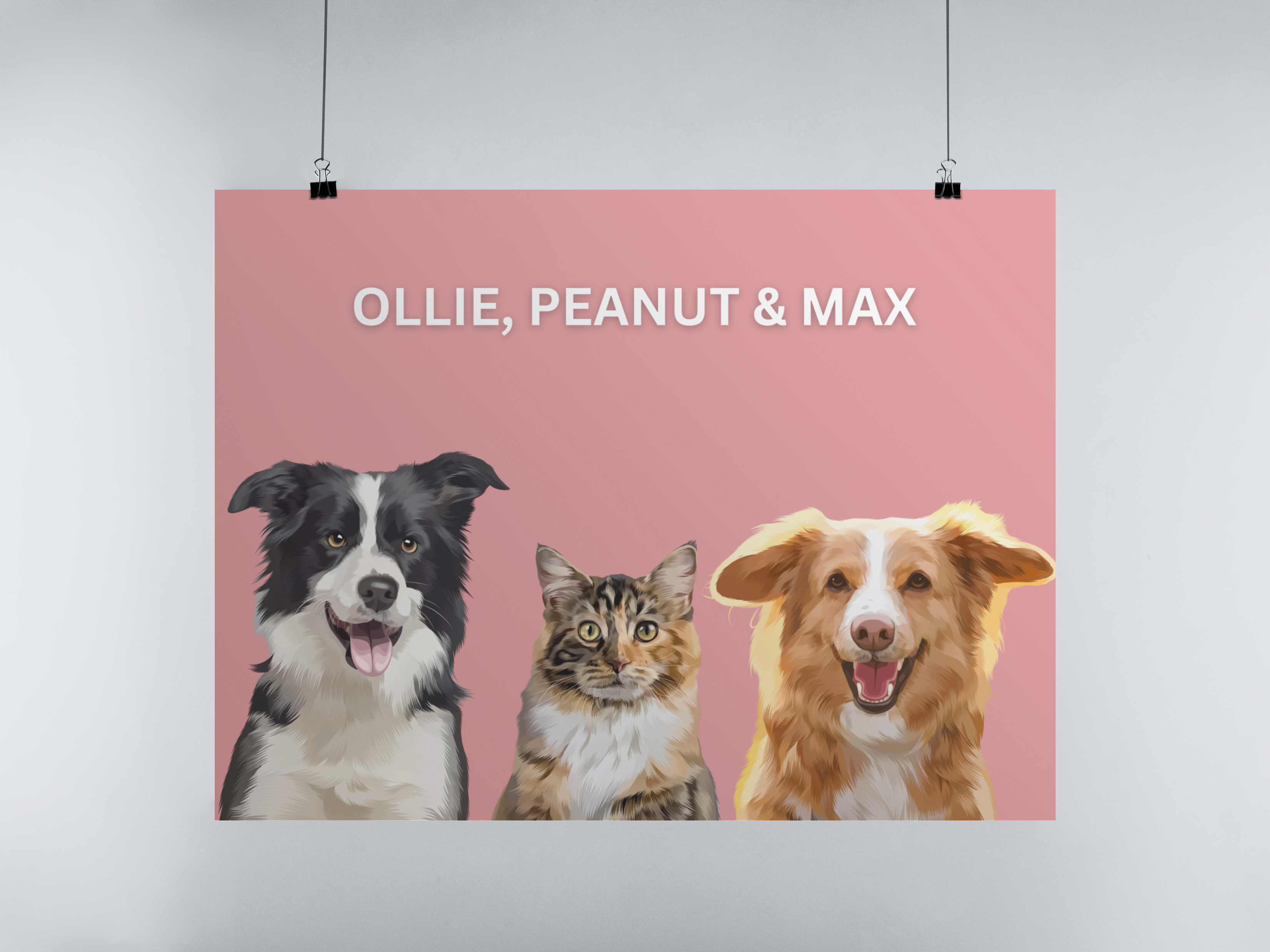 Three Pet Portrait Digital Print