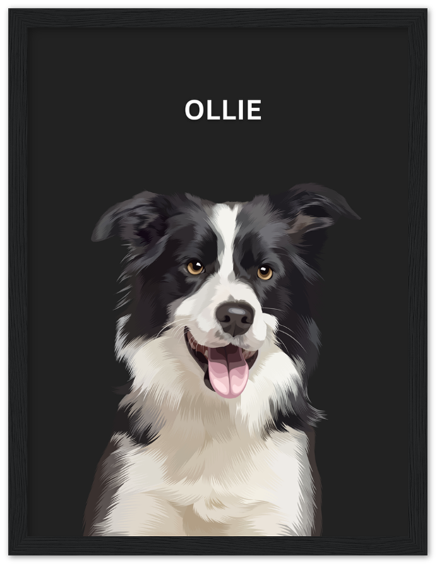 Wood Framed Personalized Pet Portrait