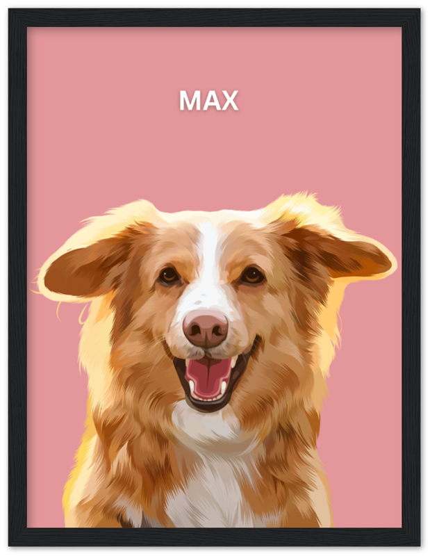Wood Framed Personalized Pet Portrait
