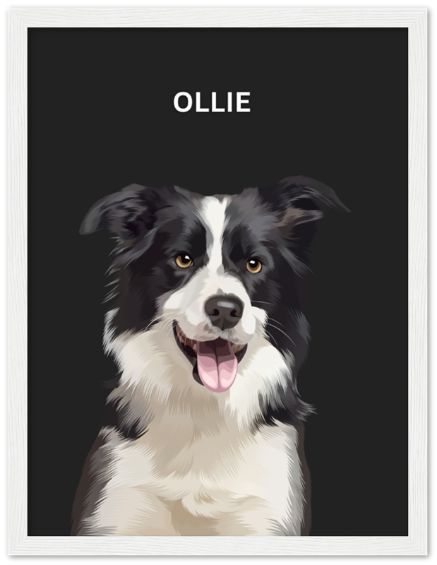 Wood Framed Personalized Pet Portrait