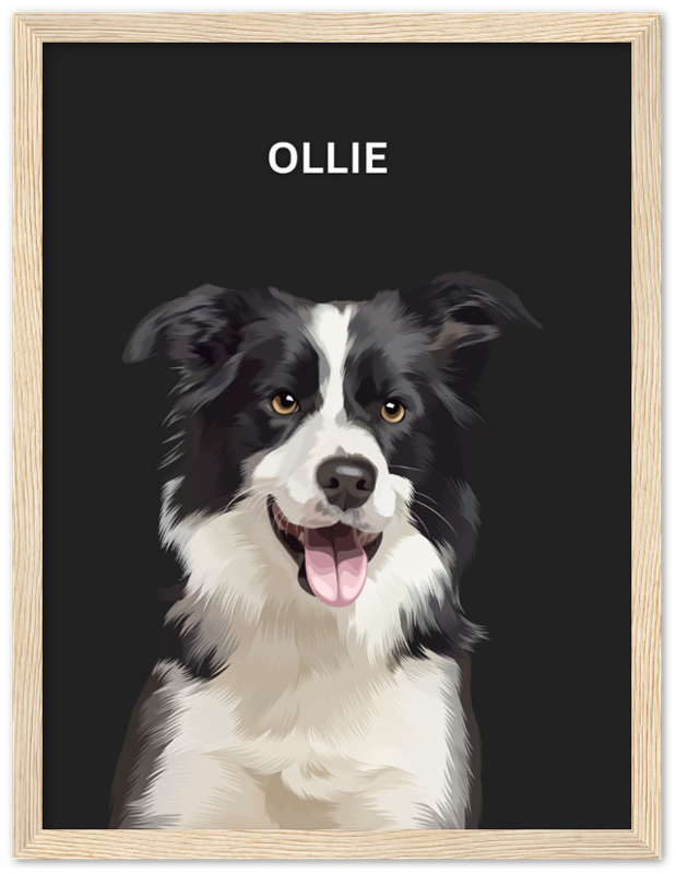 Wood Framed Personalized Pet Portrait