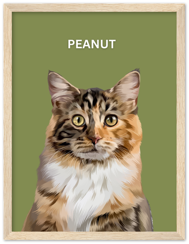 Wood Framed Personalized Pet Portrait