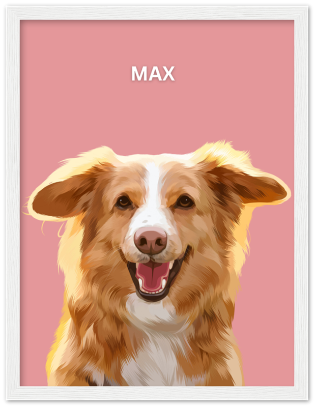 Wood Framed Personalized Pet Portrait