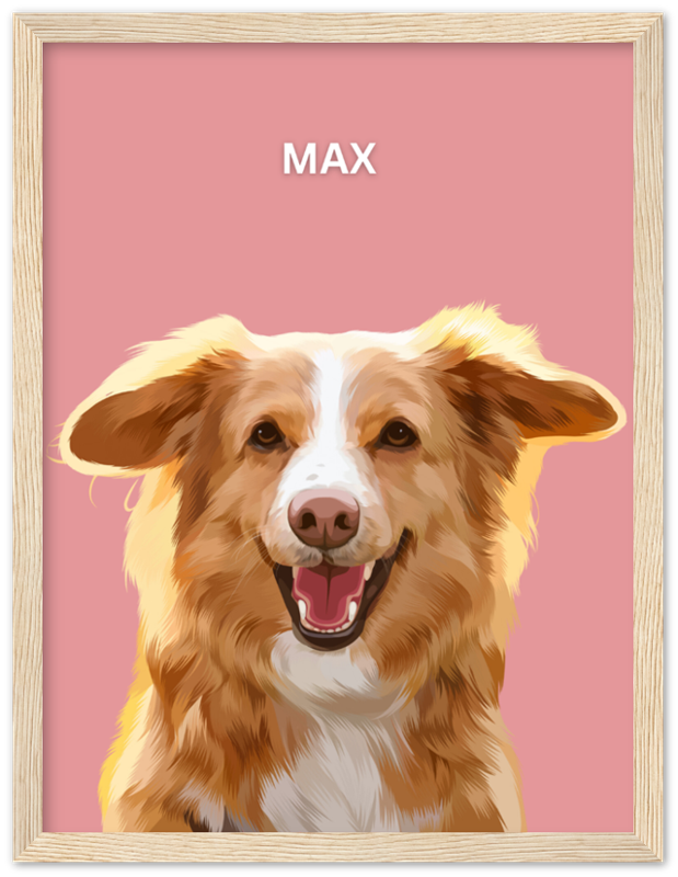 Wood Framed Personalized Pet Portrait