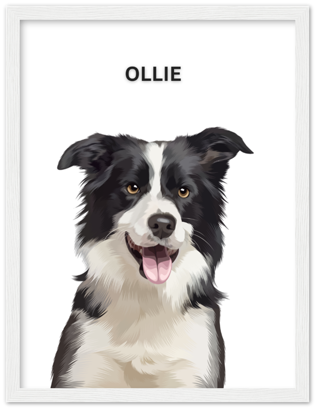Wood Framed Personalized Pet Portrait