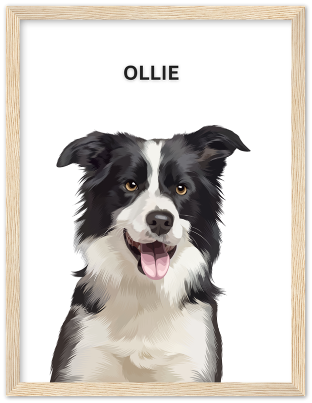 Wood Framed Personalized Pet Portrait