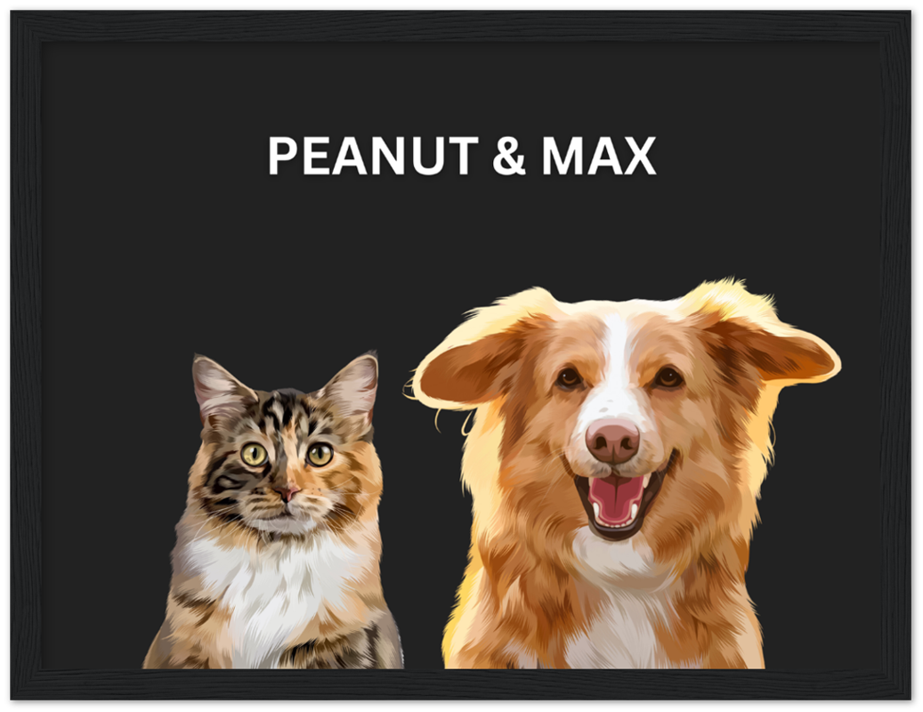 Wood Framed Two Pet Portrait