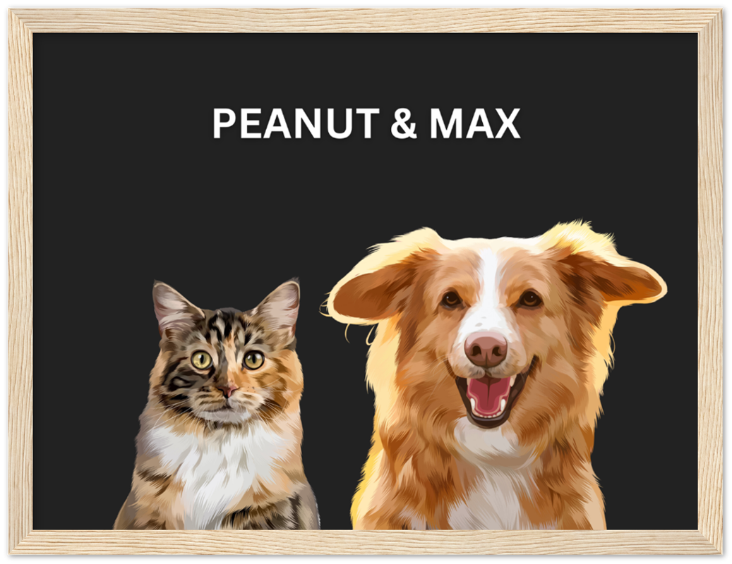 Wood Framed Two Pet Portrait