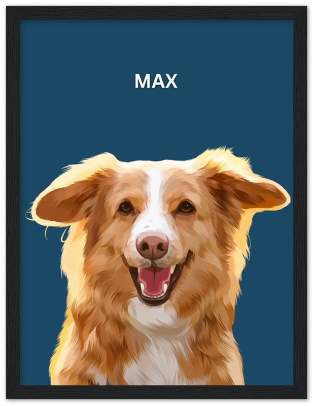 Wood Framed Personalized Pet Portrait