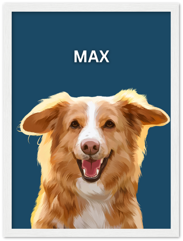 Wood Framed Personalized Pet Portrait