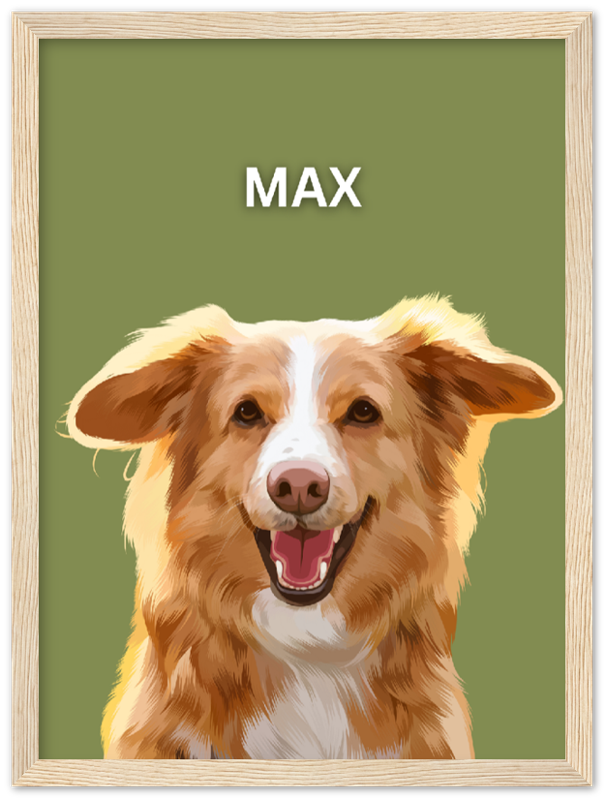 Wood Framed Personalized Pet Portrait