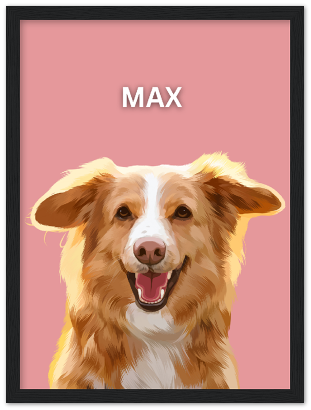 Wood Framed Personalized Pet Portrait