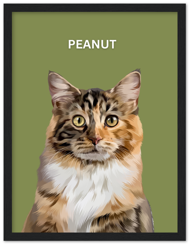 Wood Framed Personalized Pet Portrait