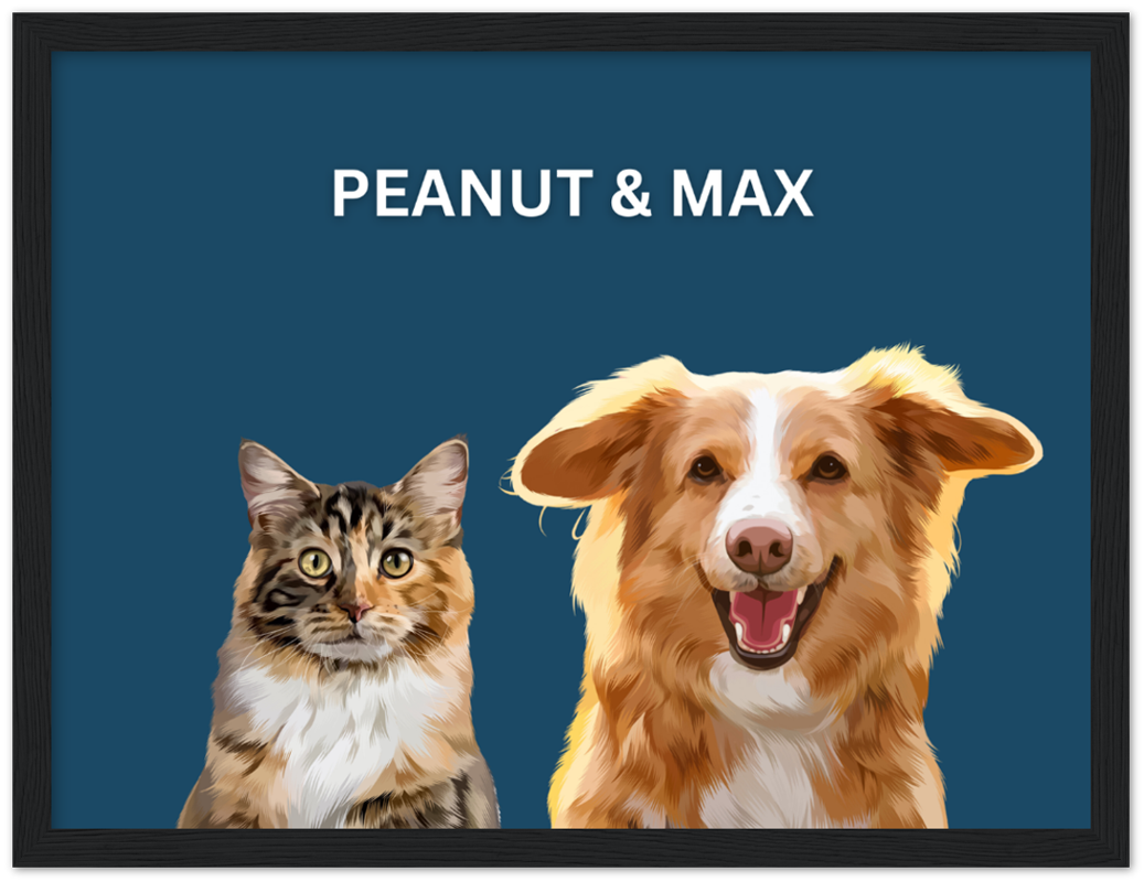 Wood Framed Two Pet Portrait