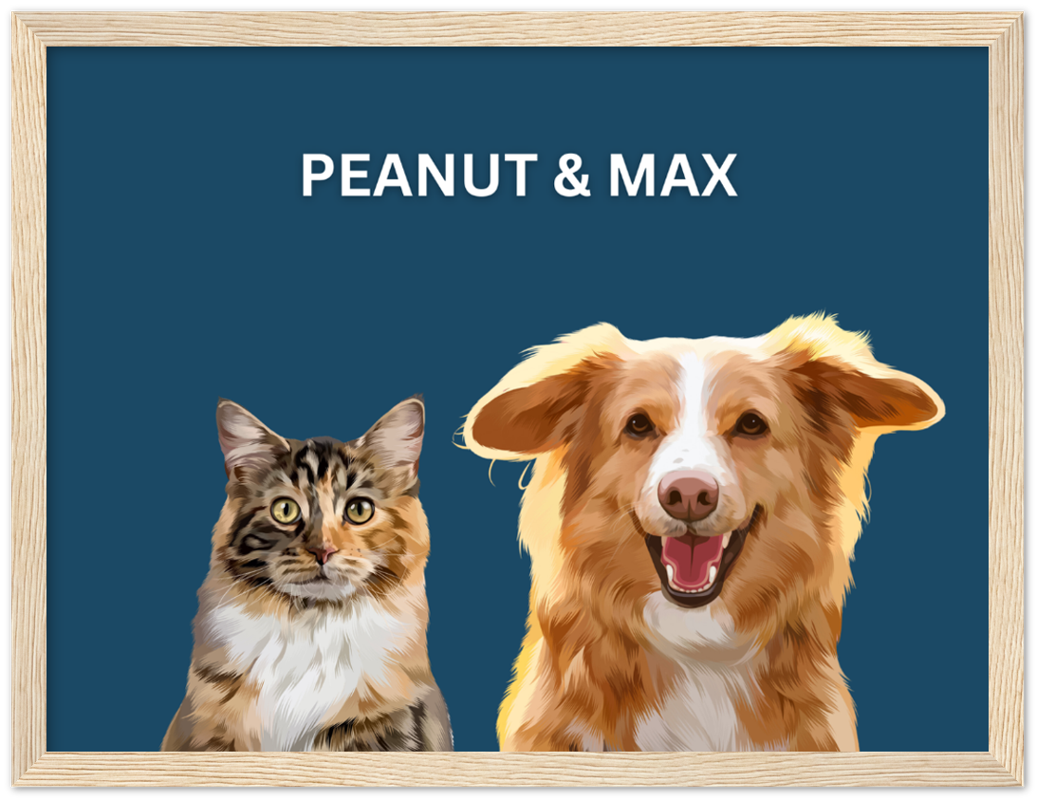 Wood Framed Two Pet Portrait