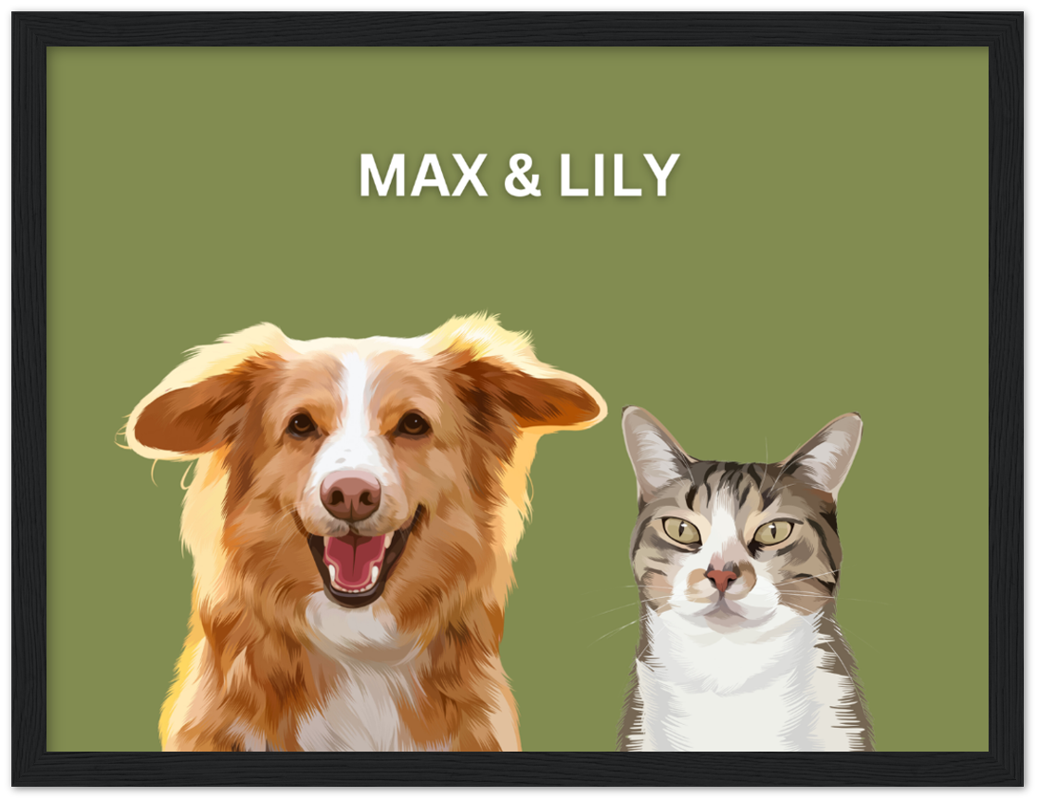 Wood Framed Two Pet Portrait