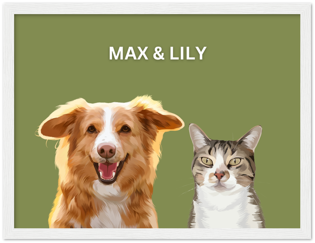 Wood Framed Two Pet Portrait