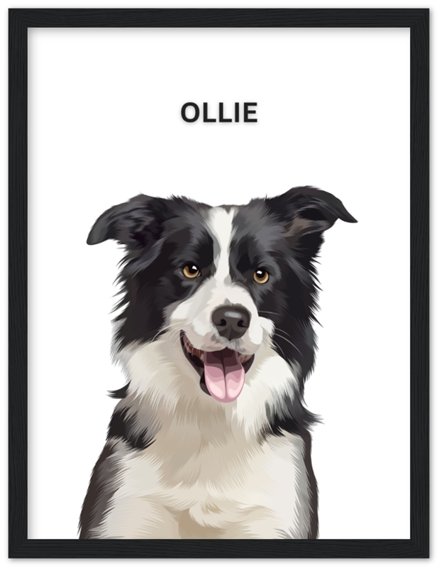 Wood Framed Personalized Pet Portrait