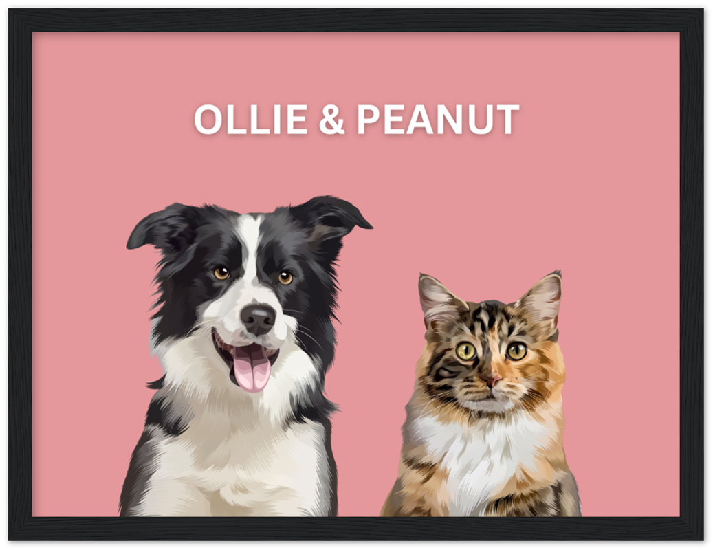 Wood Framed Two Pet Portrait