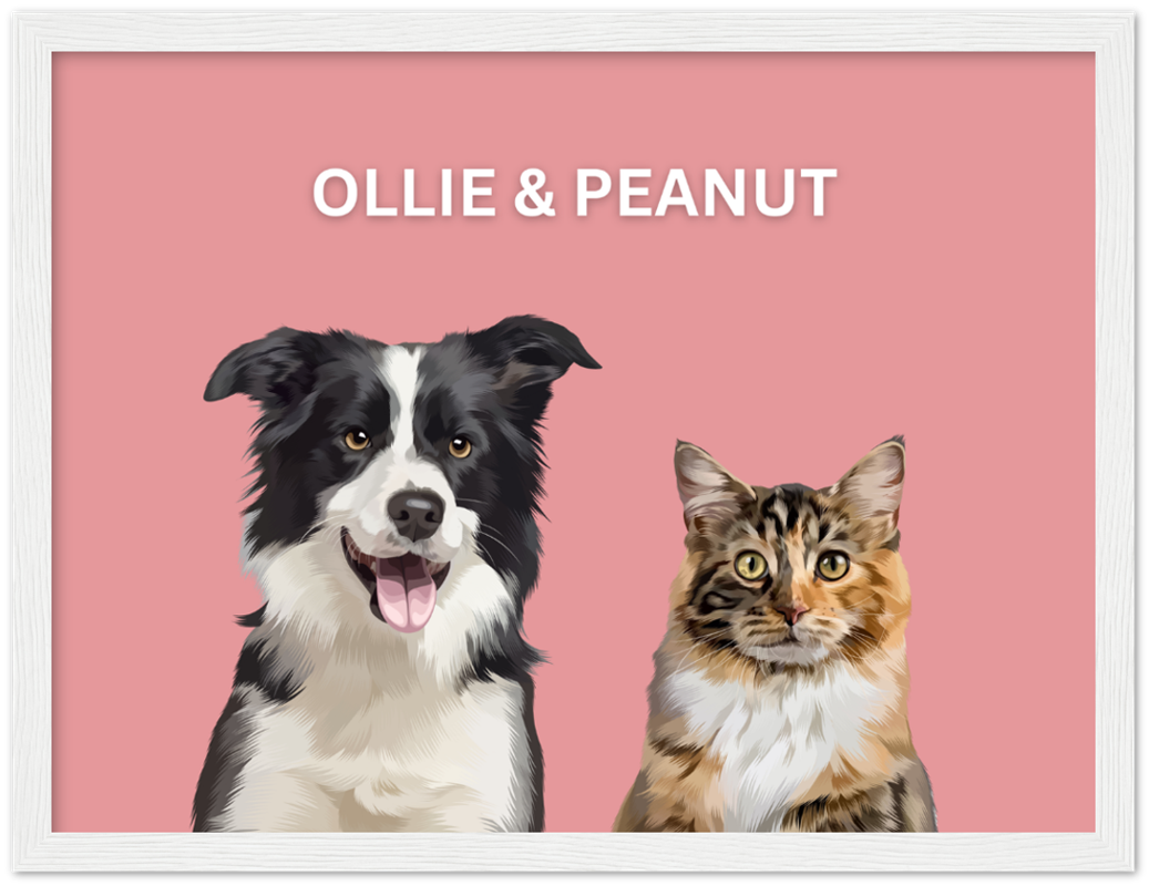 Wood Framed Two Pet Portrait