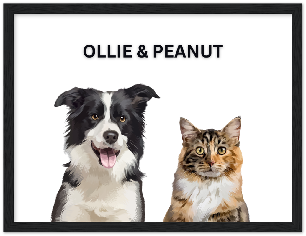 Wood Framed Two Pet Portrait
